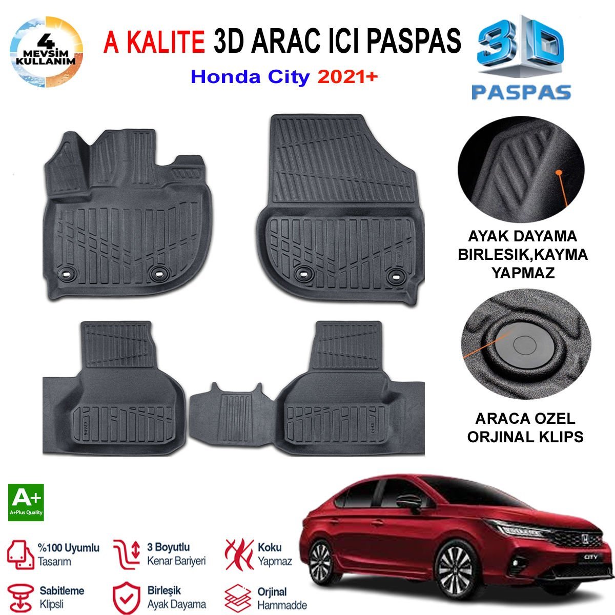 Honda City 3D Paspas Havuzlu Pro 2021 Sonrası