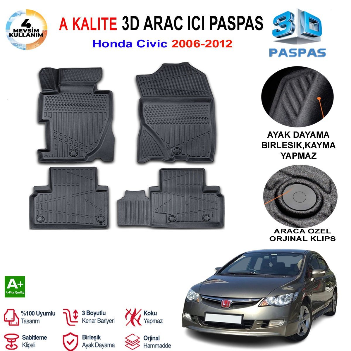Honda Civic Fd6 3D Paspas Havuzlu Pro 2006-2012 Arası
