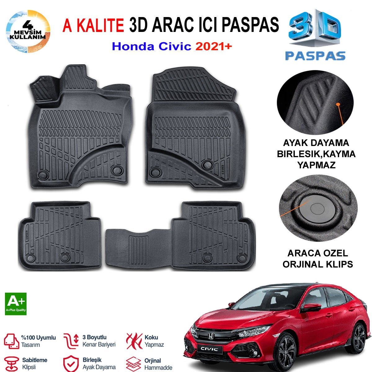 Honda Civic FE1 3D Paspas Havuzlu Pro 2021 Sonrası