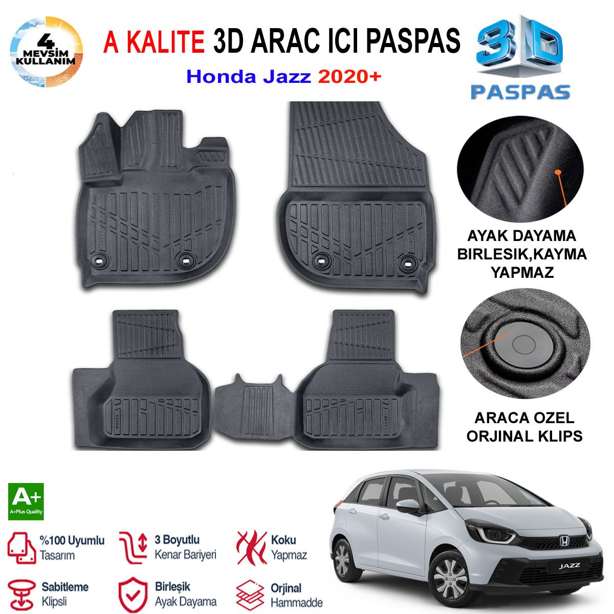 Honda Jazz 3D Paspas Havuzlu Pro 2020 Sonrası