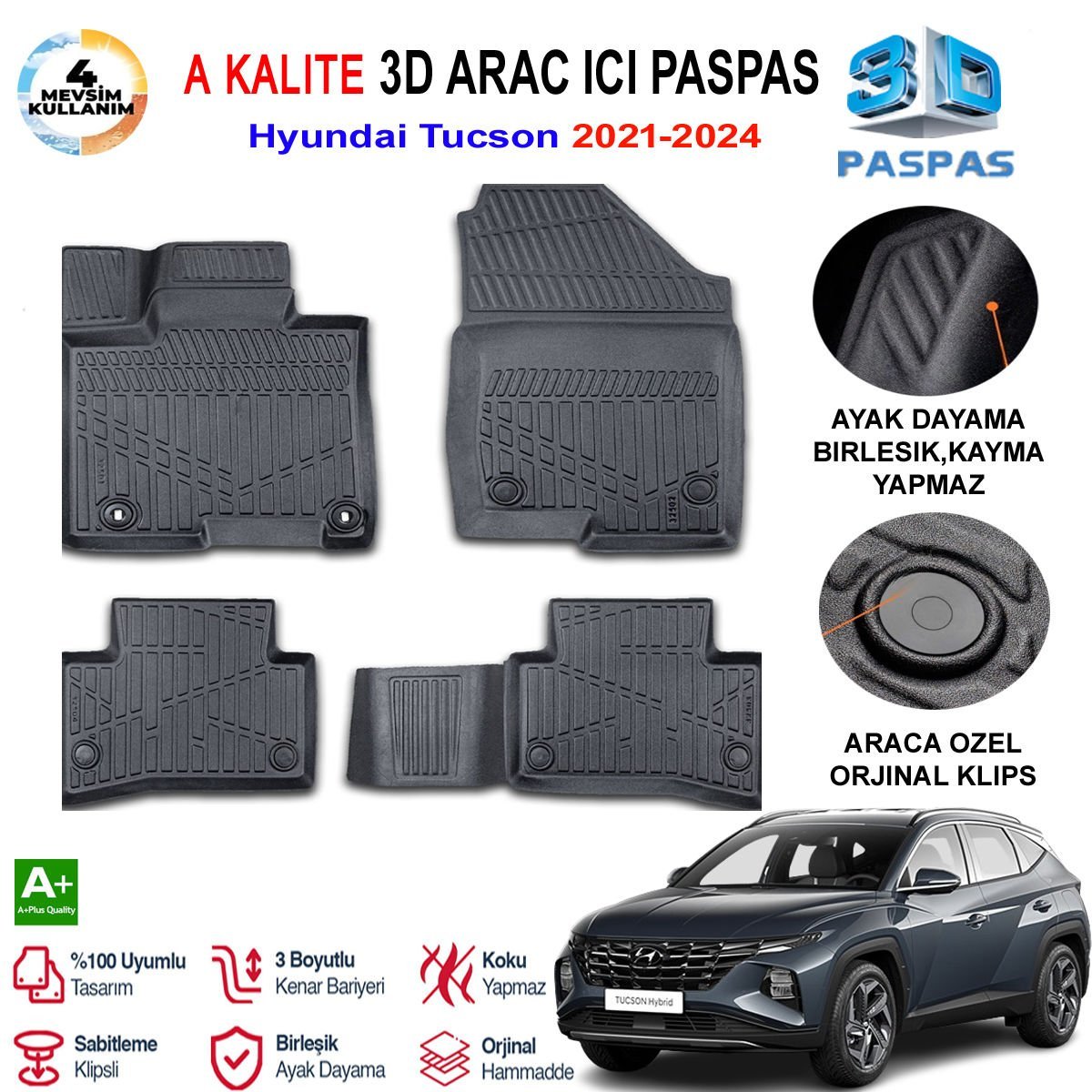 Hyundai Tucson 3D Paspas Havuzlu Pro 2021-2024 Arası
