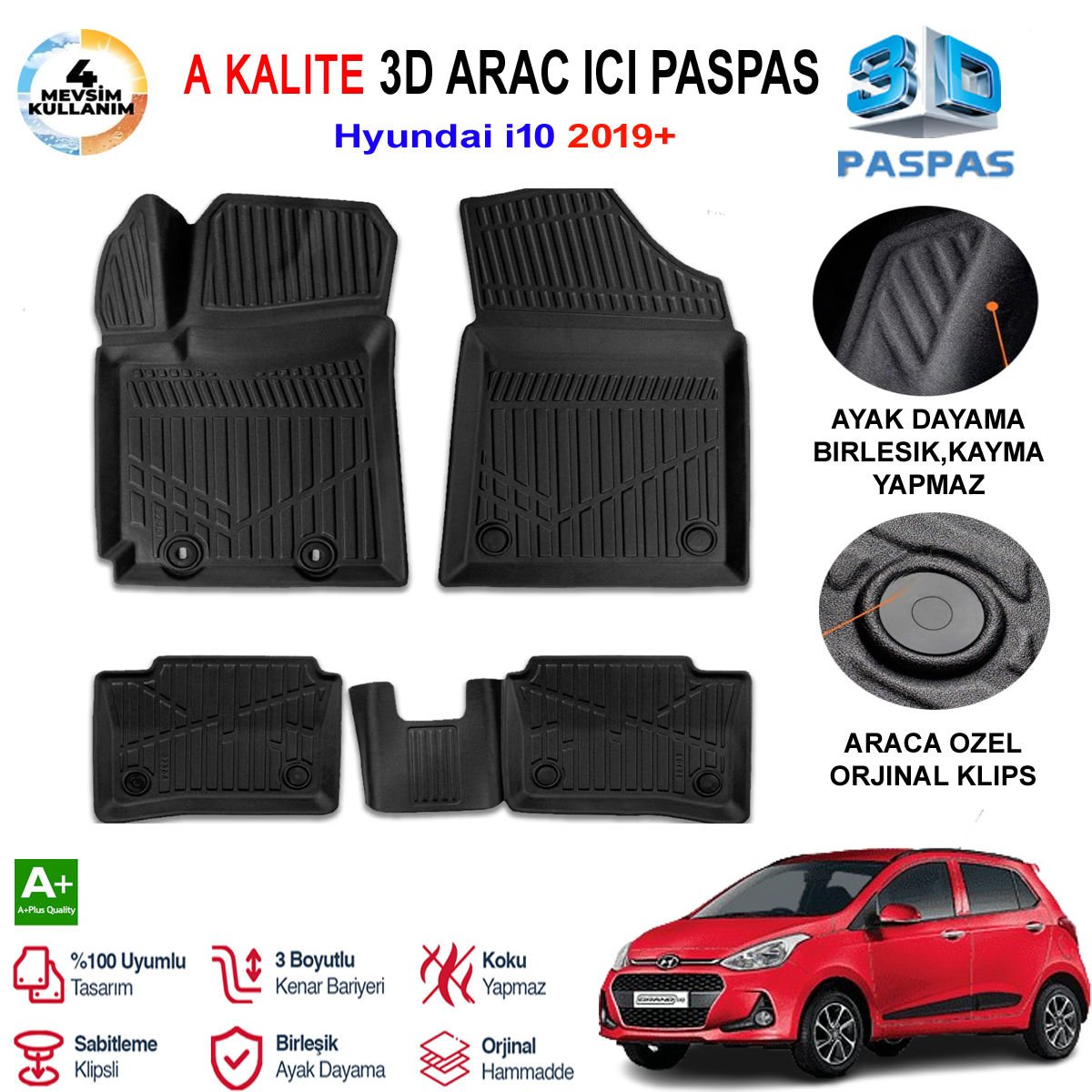 Hyundai İ10 3D Paspas Havuzlu Pro 2015-2020 Arası