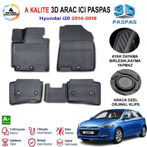 Hyundai İ20 3D Paspas Havuzlu Pro 2014-2018 Arası