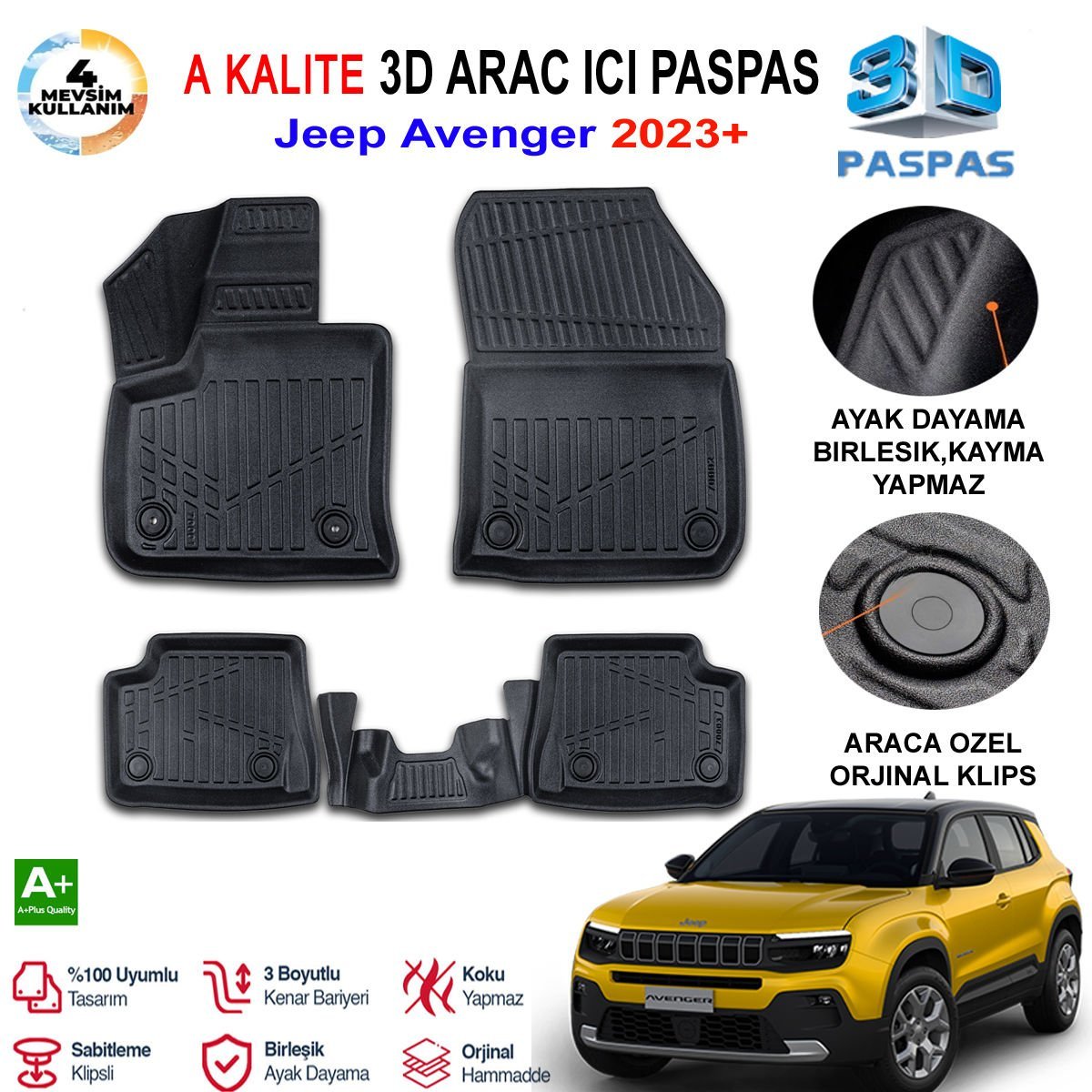 Jeep Avenger 3D Paspas Havuzlu Pro 2023 Sonrası