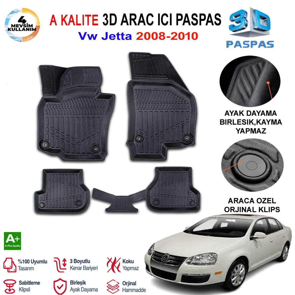 Vw Jetta3D Paspas Havuzlu Pro 2008-2010 Arası