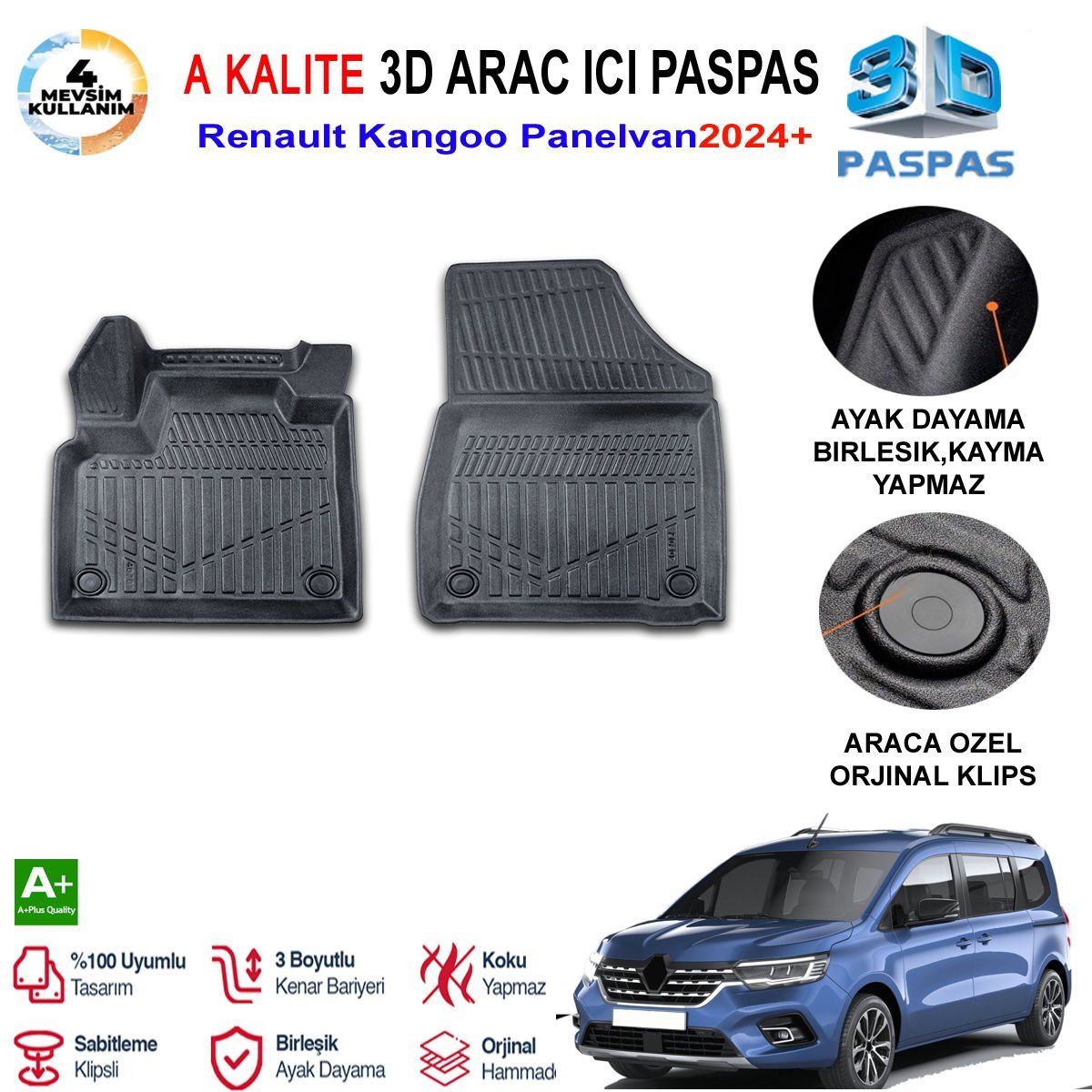 Renault Kangoo Panelvan 3D Paspas Havuzlu Pro 2024 Sonrası