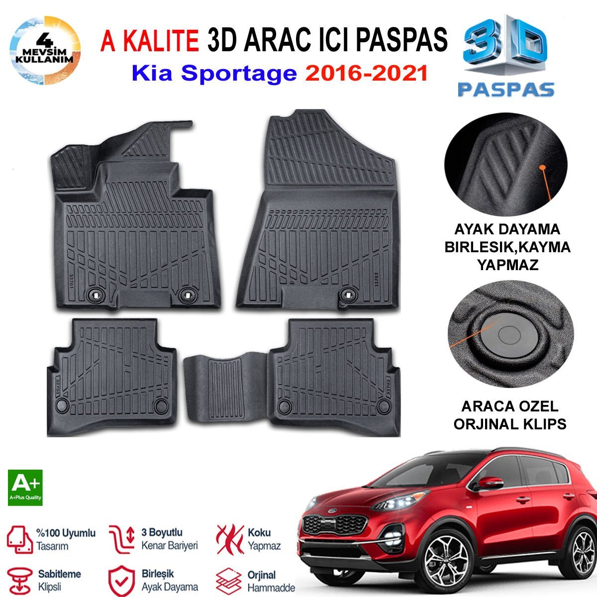 Kia Sportage 3D Paspas Havuzlu Pro 2016-2021 Arası