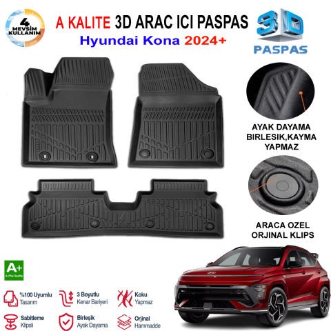 Hyundai Kona 3D Paspas Havuzlu Pro 2024 Sonrası