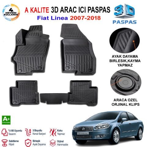 Fiat Linea 3D Paspas Havuzlu Pro 2007-2018 Arası