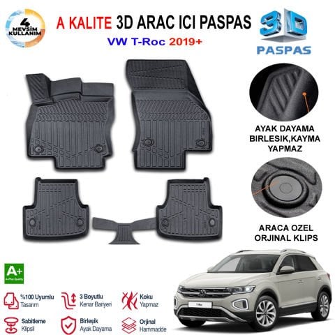 Vw T-Roc 3D Paspas Havuzlu Pro 2019 Sonrası