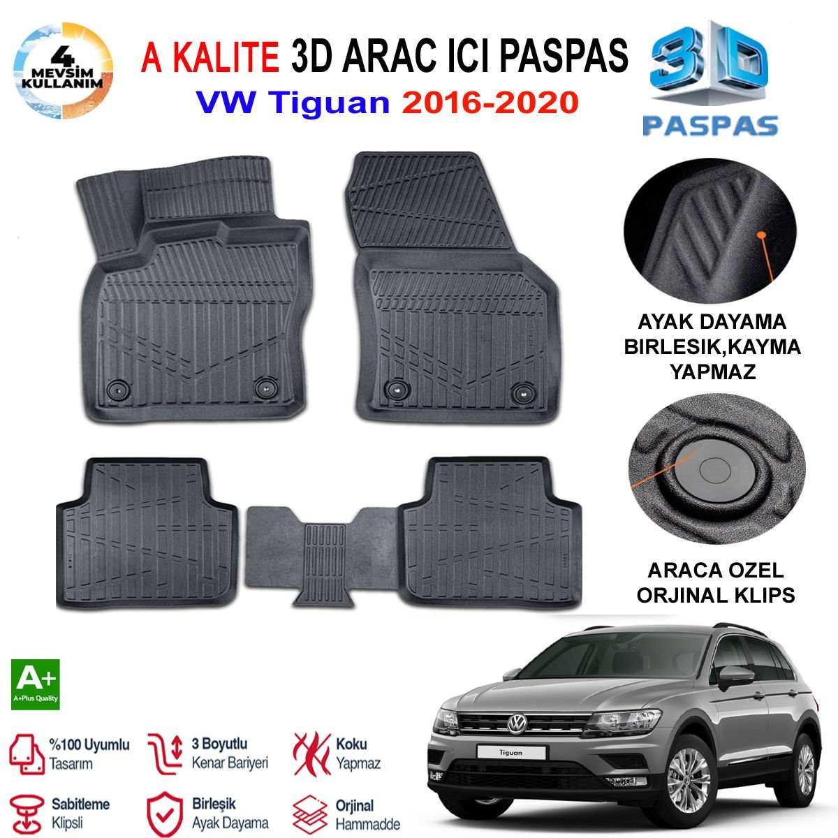 Vw Tiguan 3D Paspas Havuzlu Pro 2016-2020 Arası