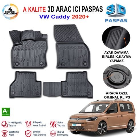 Vw Caddy 3D Paspas Havuzlu Pro 2020 Sonrası