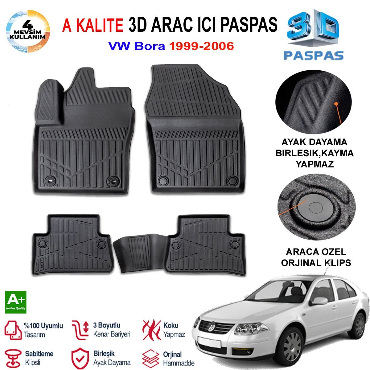 Vw Bora 3D Paspas Havuzlu Pro 1999-2006 Arası