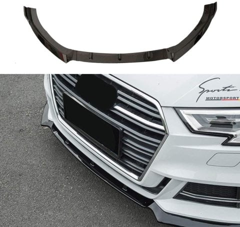 Audi A3 Ön Tampon Altı Lip Plastik Kulaklı Parlak Siyah 3 Parça
