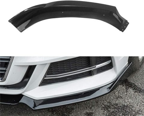 Audi A3 Ön Tampon Altı Lip Plastik Kulaklı Parlak Siyah 3 Parça