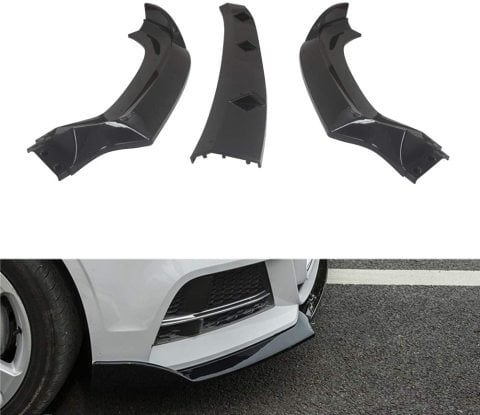 Audi A3 Ön Tampon Altı Lip Plastik Kulaklı Parlak Siyah 3 Parça