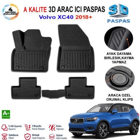 Volvo XC40 3D Paspas Havuzlu Pro 2018 Sonrası