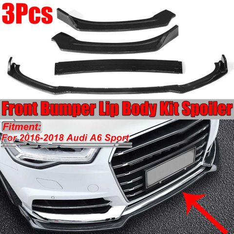 Audi A6 Ön Tampon Altı Lip Plastik Kulaklı Parlak Siyah 3 Parça