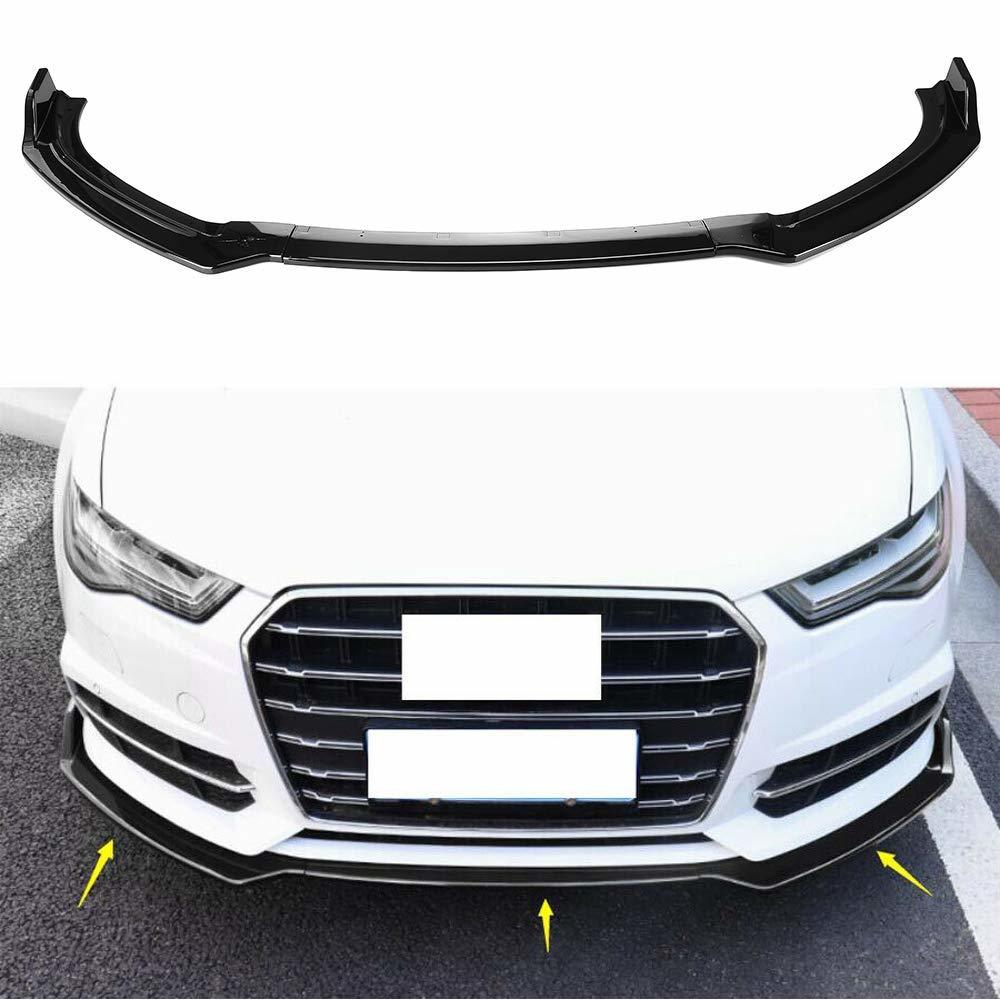 Audi A6 Ön Tampon Altı Lip Plastik Kulaklı Parlak Siyah 3 Parça
