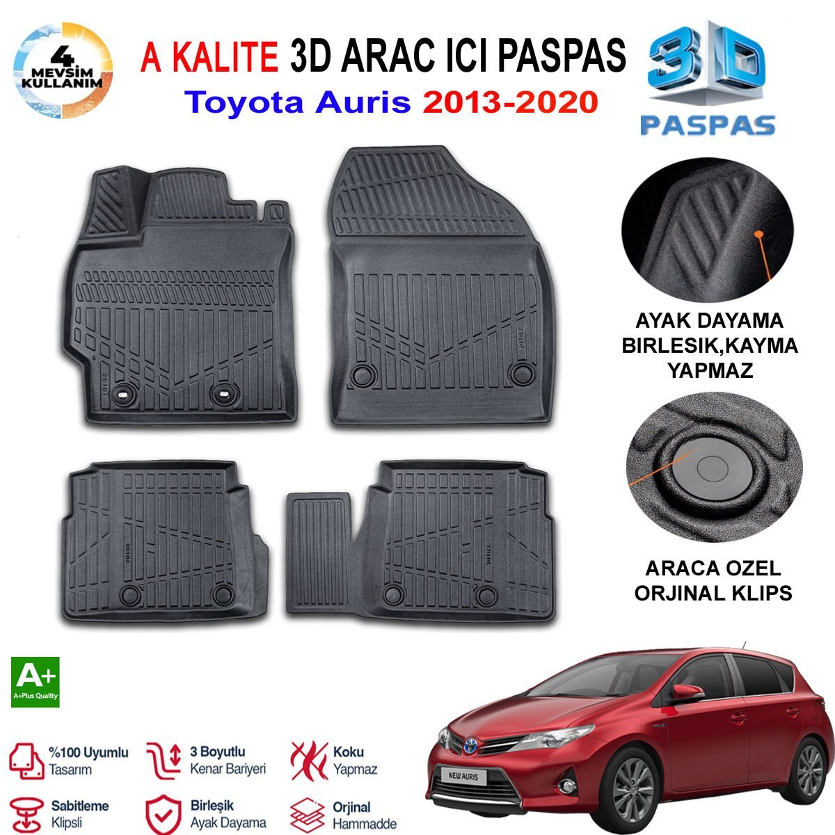 Toyota Auris 3D Paspas Havuzlu Pro 2013-2020 Arası