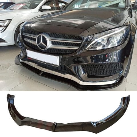 Mercedes W205 Ön Tampon Altı Lip Plastik Kulaklı Parlak Siyah