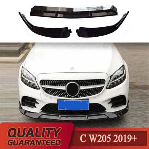 Mercedes W205 Ön Tampon Altı Lip Plastik Kulaklı Parlak Siyah