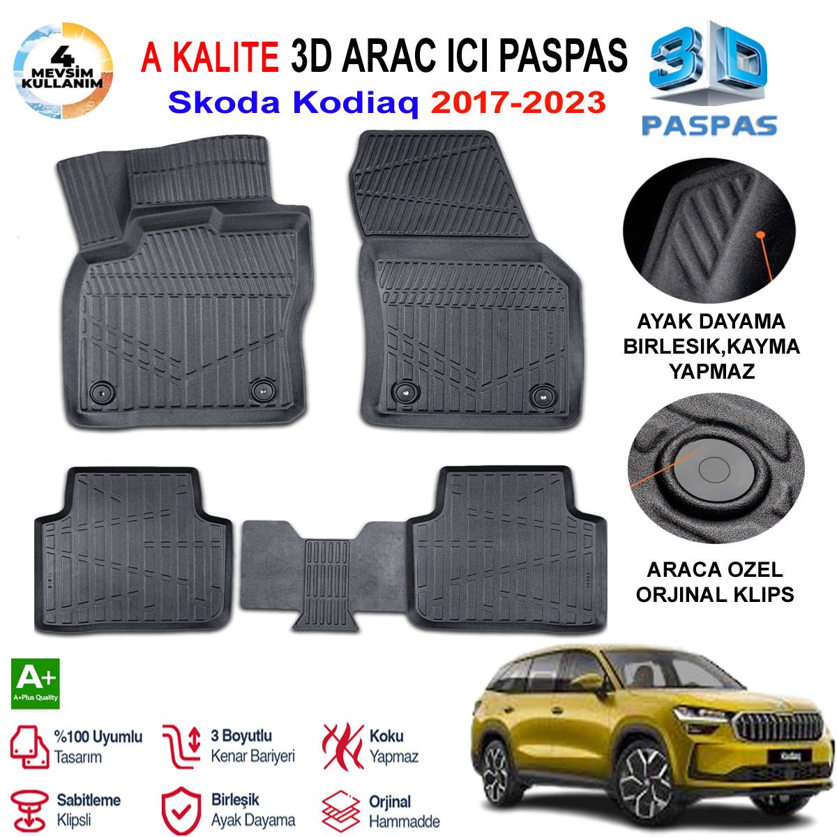 Skoda Kodiaq 3D Paspas Havuzlu Pro 2017-2023 Arası