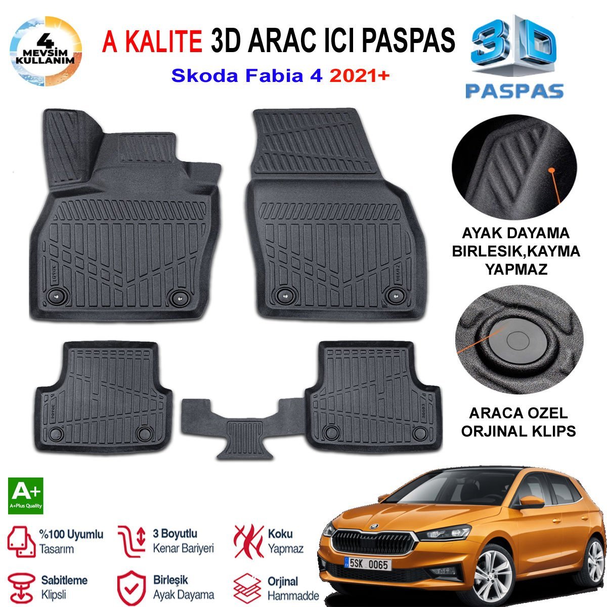 Skoda Fabia 4 3D Paspas Havuzlu Pro 2021 Sonrası