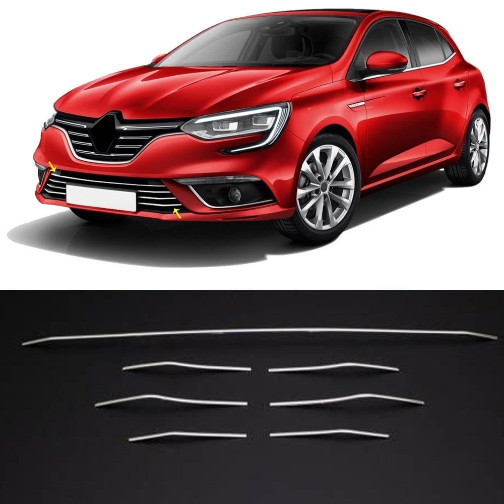 Renault Megane 4 Ön Tampon Alt Çıtası Kromu Nikelajı 7 Parça