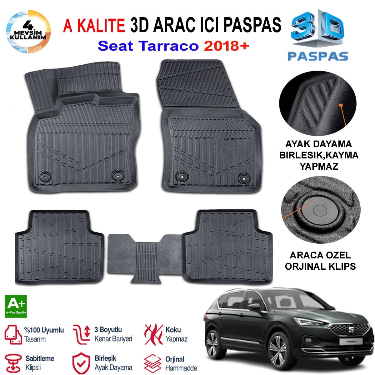 Seat Taracco 3D Paspas Havuzlu Pro 2018 Sonrası