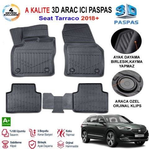 Seat Taracco 3D Paspas Havuzlu Pro 2018 Sonrası