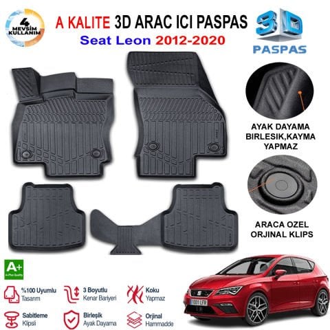 Seat Leon 3D Paspas Havuzlu Pro 2012-2020 Arası
