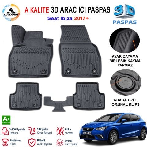 Seat İbiza 3D Paspas Havuzlu Pro 2017 Sonrası