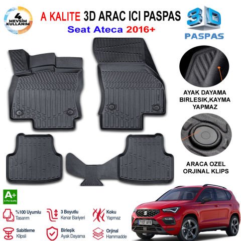 Seat Ateca 3D Paspas Havuzlu Pro 2016 Sonrası