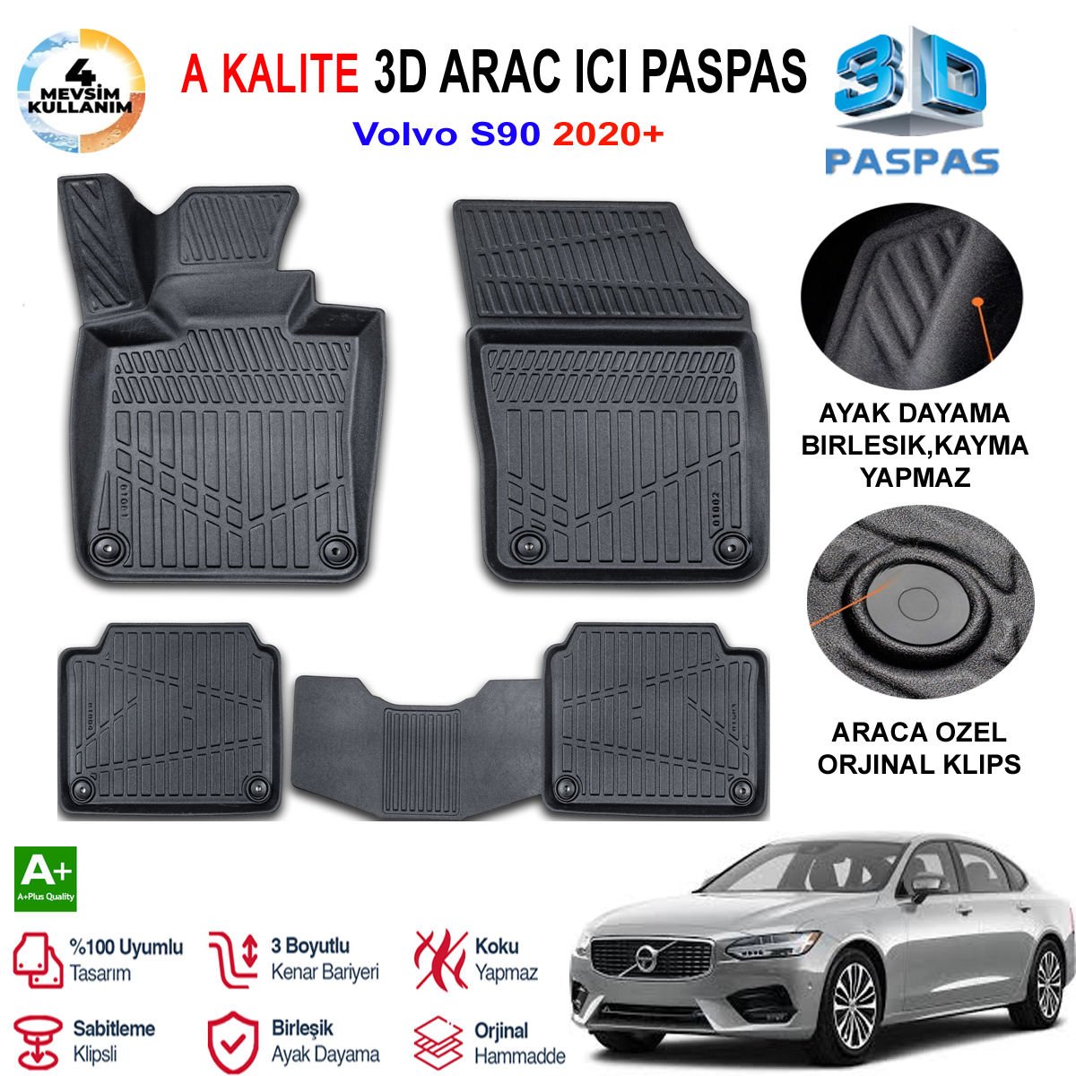 Volvo s90 3D Paspas Havuzlu Pro 2020 Sonrası