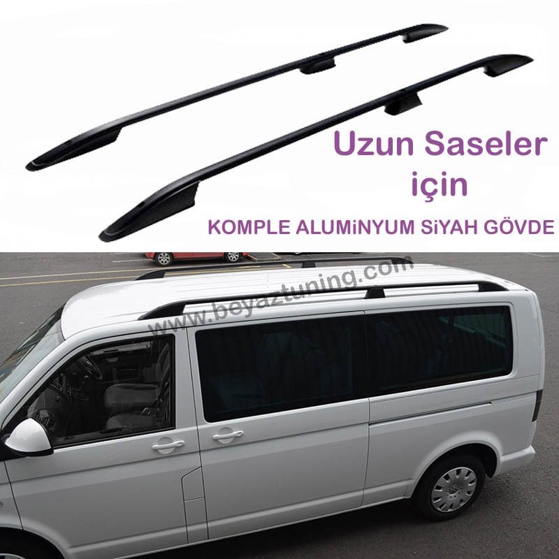 Volkswagen Transporter T5-T6-T7 Üst Port Bagaj Tavan Çıtası Siyah Uzun