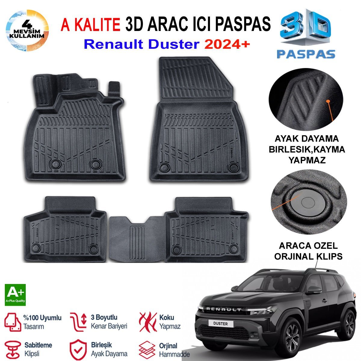 Renault Duster 3D Paspas Havuzlu Pro 2024 Sonrası