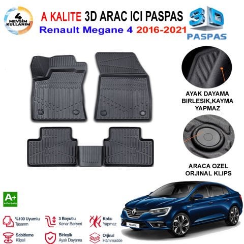 Renault Megane 4 3D Paspas Havuzlu Pro 2016-2021 Arası