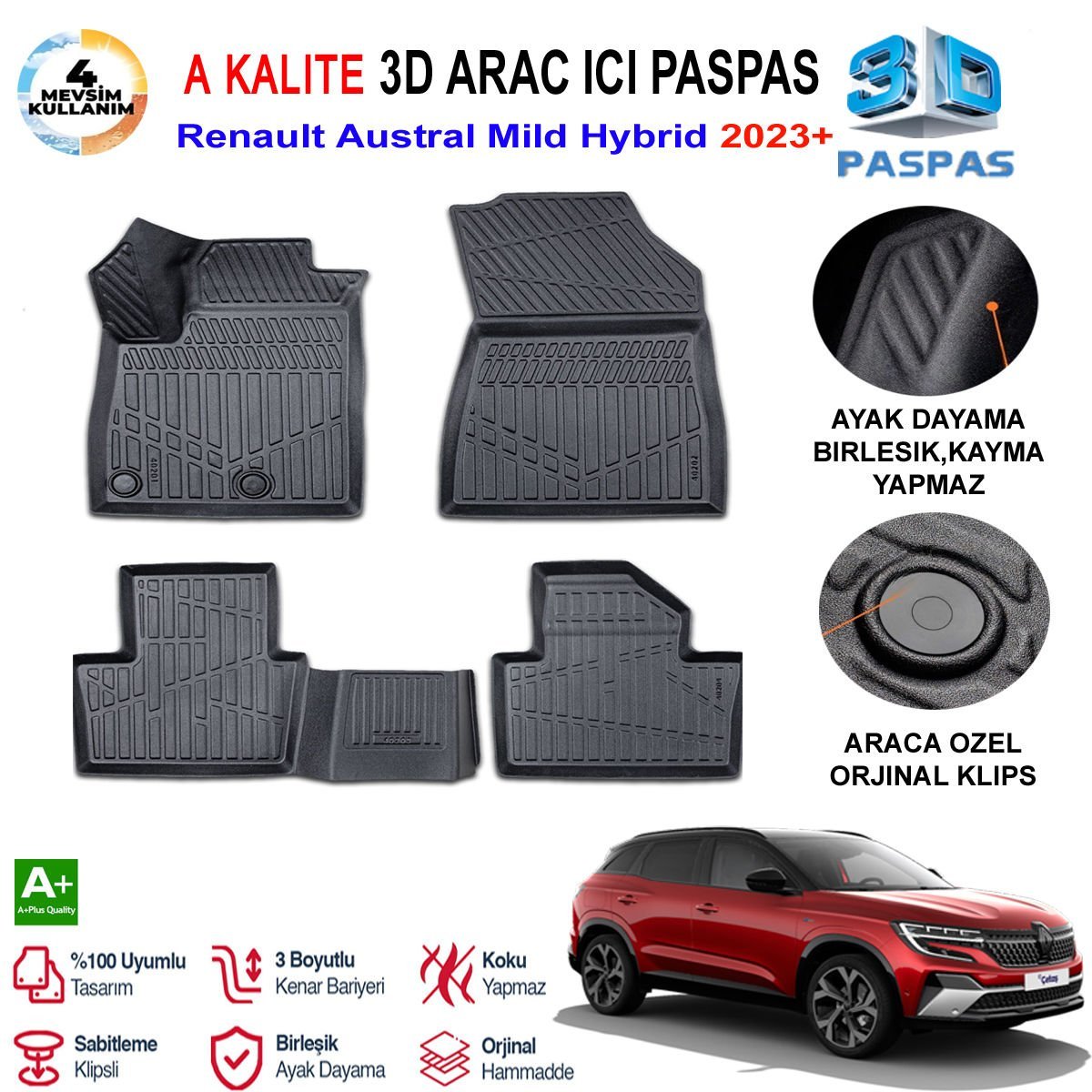 Renault Austral Mild Hybrid 3D Paspas Havuzlu Pro 2023 Sonrası