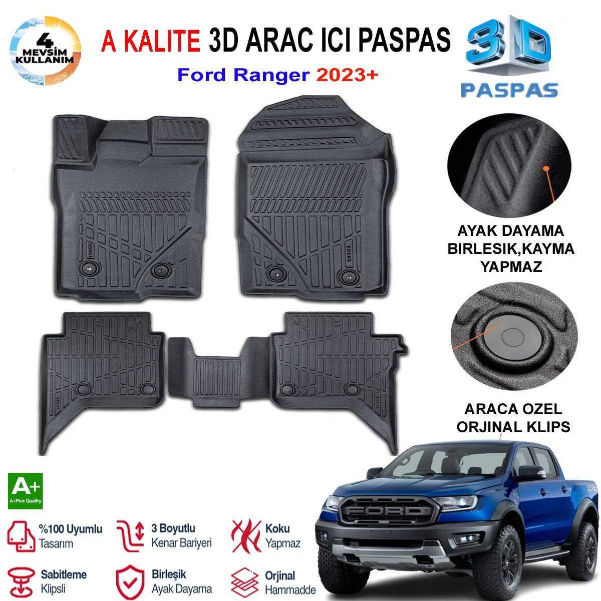 Ford Ranger 3D Paspas Havuzlu Pro 2023 Sonrası