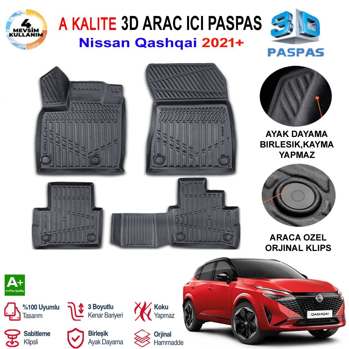 Nissan Qashqai 3D Paspas Havuzlu Pro 2021 Sonrası
