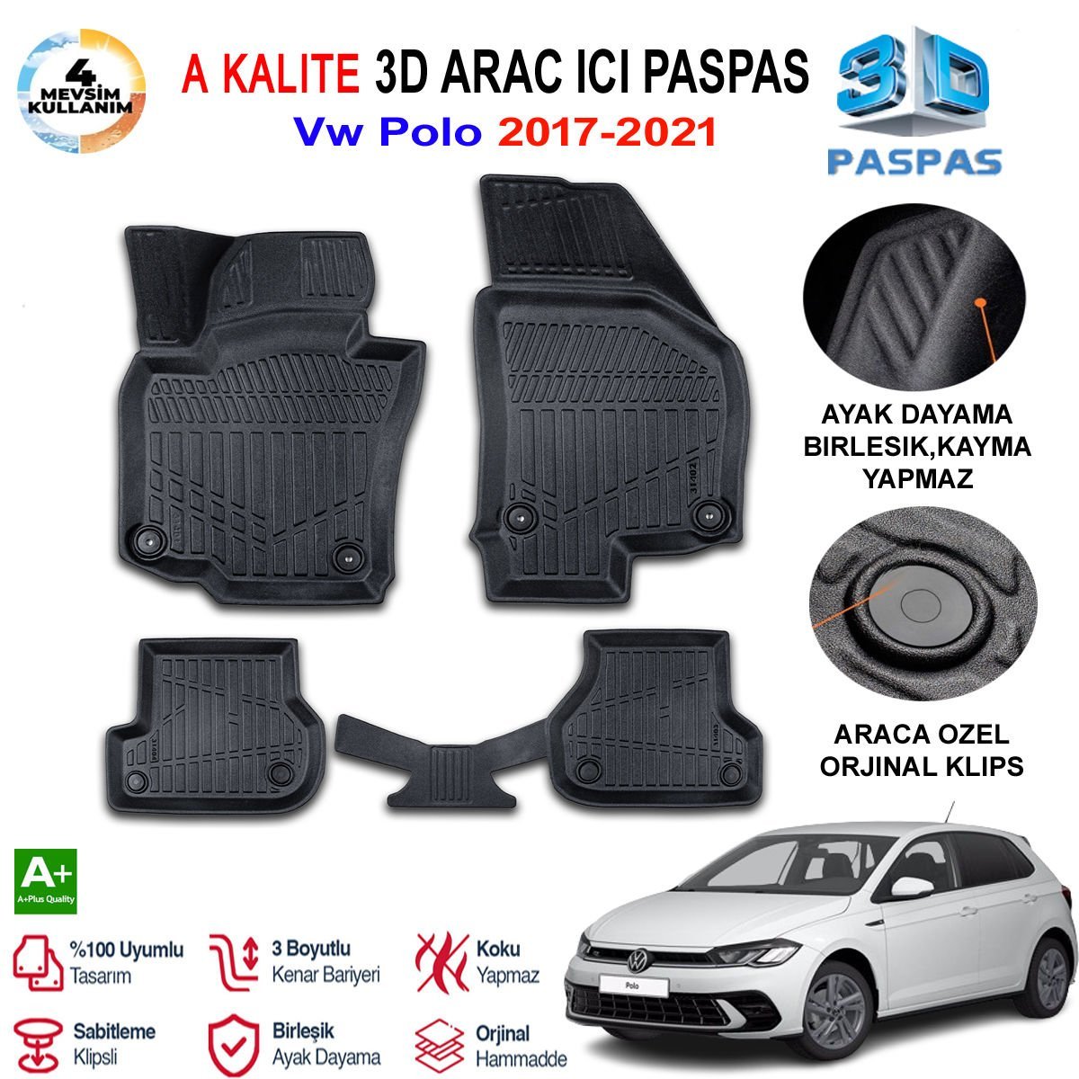 Vw Polo 3D Paspas Havuzlu Pro 2017-2021 Arası