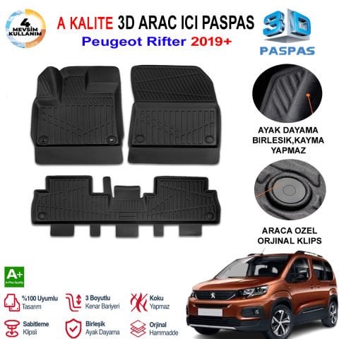 Peugeot Rifter 3D Paspas Havuzlu Pro 2019 Sonrası