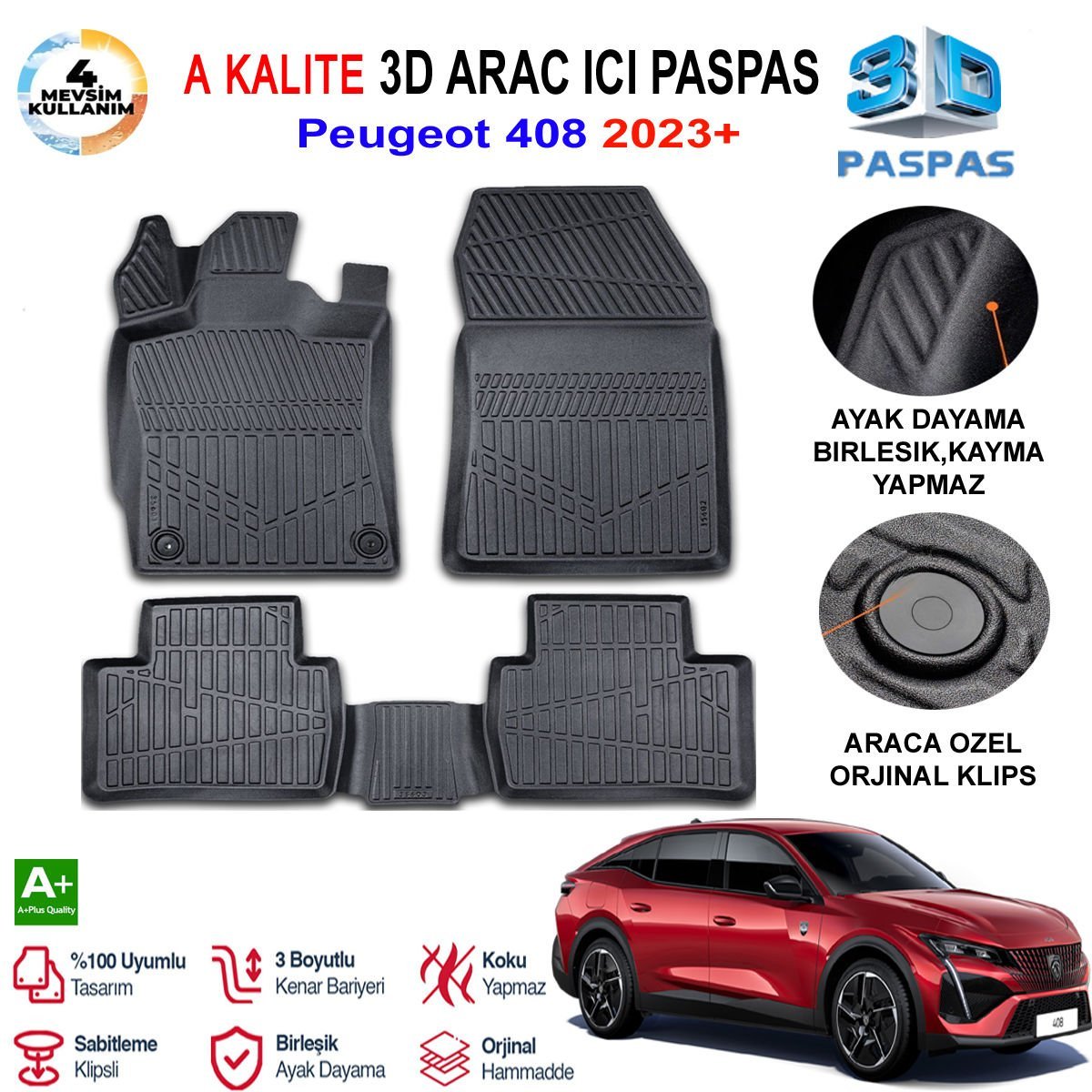 Peugeot 408 3D Paspas Havuzlu Pro 2023 Sonrası