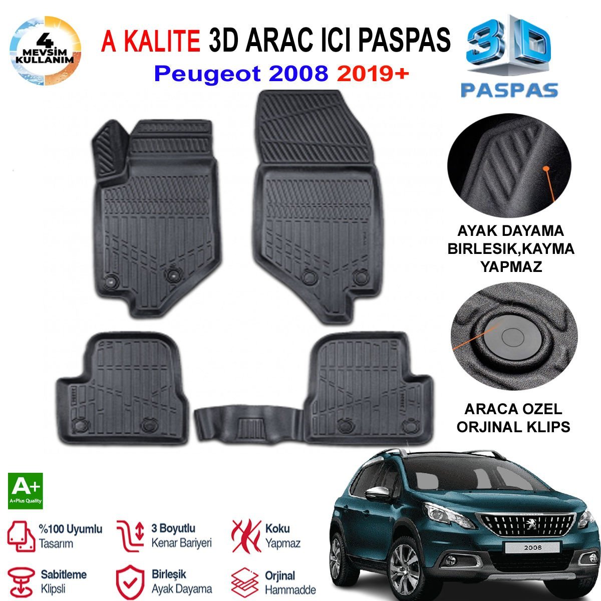 Peugeot 2008 3D Paspas Havuzlu Pro 2018 Sonrası