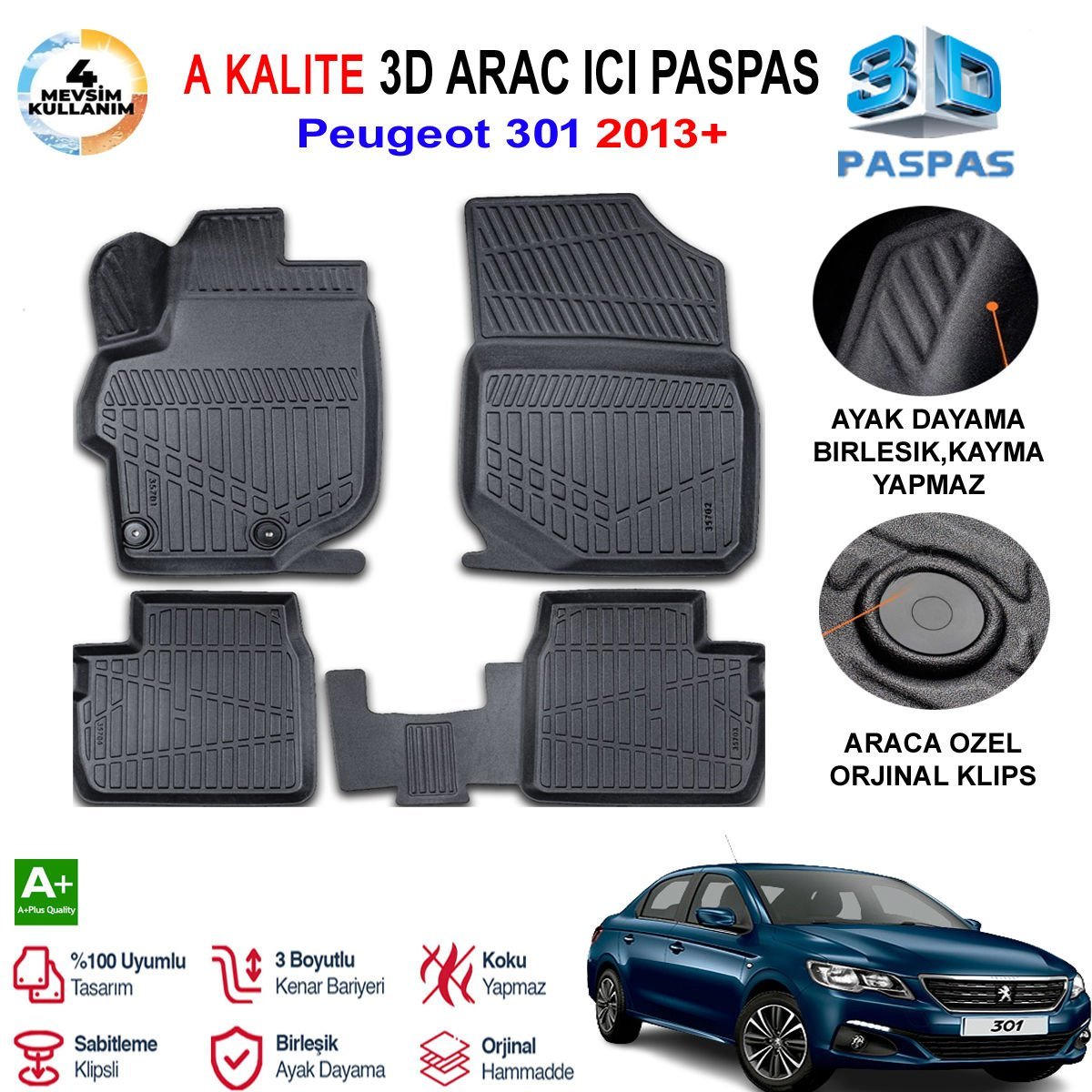 Peugeot 301 3D Paspas Havuzlu Pro 2013 Sonrası