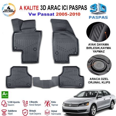 Vw Passat 3D Paspas Havuzlu Pro 2005-2010 Arası