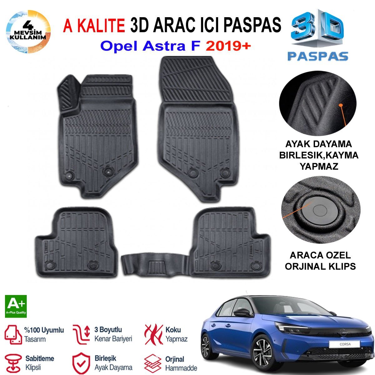 Opel Corsa F  3D Paspas Havuzlu Pro 2019 Sonrası