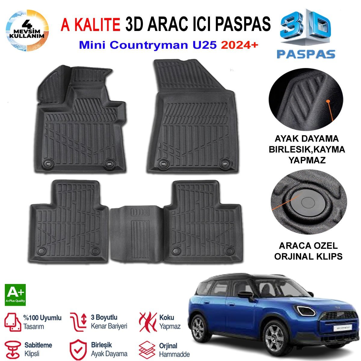Mini Countrayman U25 3D Paspas Havuzlu Pro 2020 Sonrası