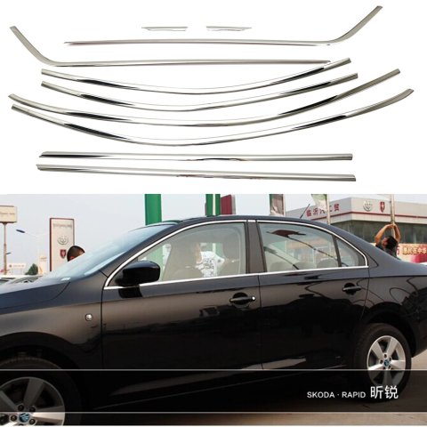 Skoda Rapid Cam Çıtası Kromu Çerçeve Nikelajı Komple 2013 Sonrası
